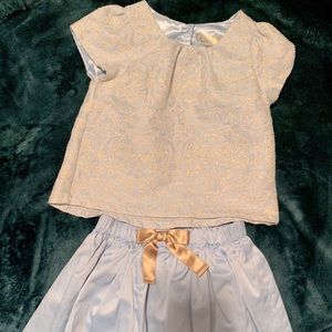 Two piece girls formal top with matching skirt